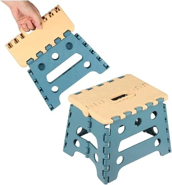 Sedia alta trasportabile per bambini e adulti - alta sedia pieghevole di alta qualità - sedia alta multifunzionale con maniglia - 18 cm di altezza - blu