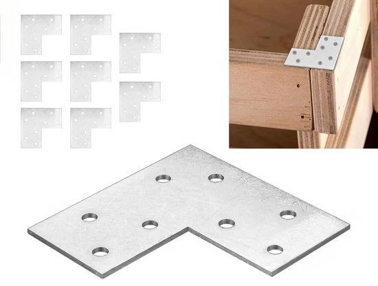 Connettori a L a 90 gradi - 8 pezzi - piastre perforate