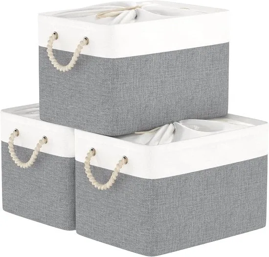 Scatole di archiviazione pieghevoli con coperchio - 3-Pack tessuto 38x28x26cm