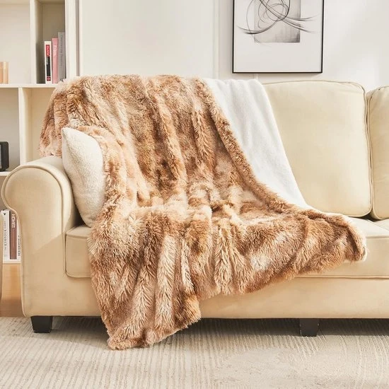 Deken in Finta Volpe - Elegante e Calda - 1 pezzo - Marrone - 130 x 150 cm