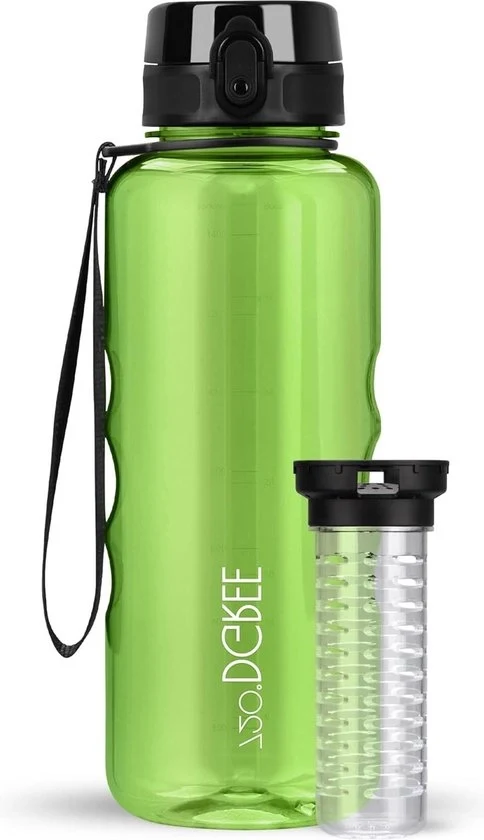 Ottima Bicchiere XL 1,5 Litri con Infusore per Frutta - Cristallo Claro - Inerte al Lek - Resine BPA Libere - Riciclabile - Bicchiere per Palestra, Fitness, Studio, Campeggio, Esterno, Viaggio