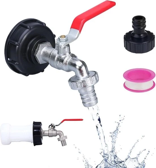 Accessori per serbatoio IBC - serbatoio acqua 1000 litri - rubinetto di scarico e adattatore