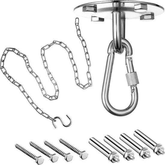 Sostegno soffitto per sedia oscillante fino a 200 kg-catenaria estensibile 150 cm-sostegno oscillante per lettini-cintura di ancoraggio per pavimento in cemento legno giardino veranda sedile trapezio yoga bokszak Sostegno soffitto