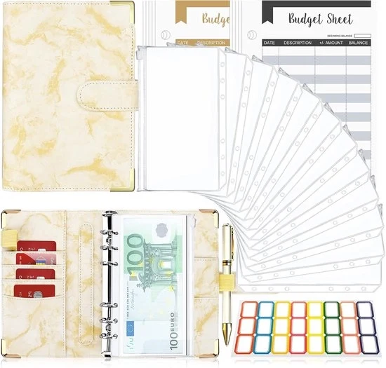 Pianificatore di budget - organizzatore di denaro - 1 pezzo - giallo - marmo - A6