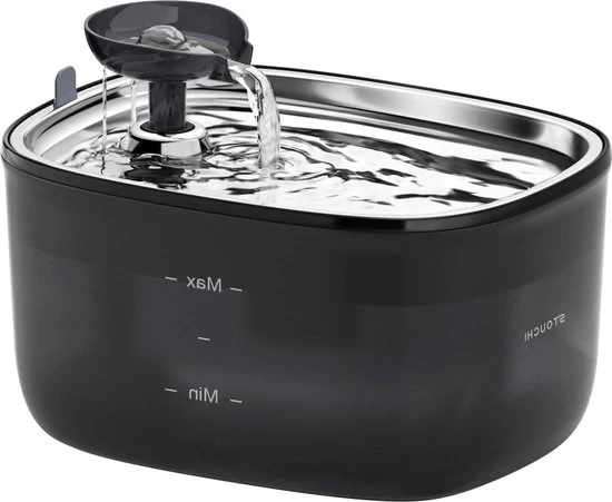 Fontana Acqua Silenziosa in Acciaio Inossidabile 2,5 Litri con Luce LED BPA Libero con Filtro Facile da Pulire - Fontana per Gatti e Cani