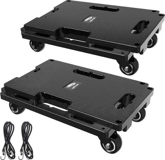 Carrello di trasporto con ruote - Carrelli trasportabili per mobili pesanti - 4 ruote - Capacità 400 kg - 2 pezzi neri Trolley