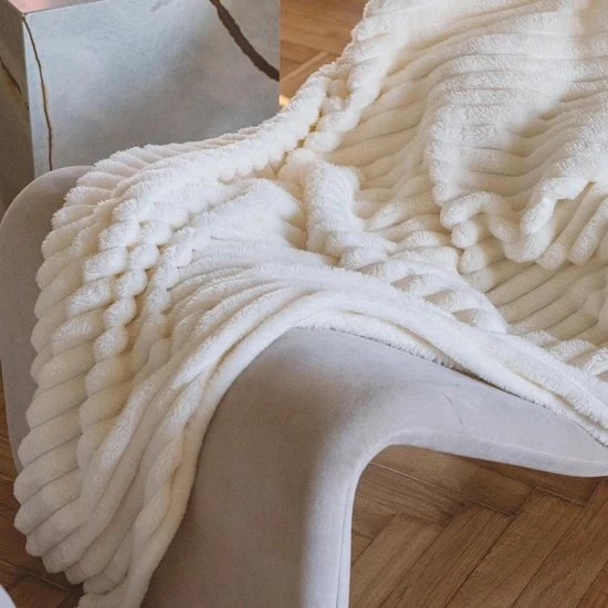 Felpa morbida - confortevole e calda - 1 pezzo - bianco crema - 125 x 150 cm
