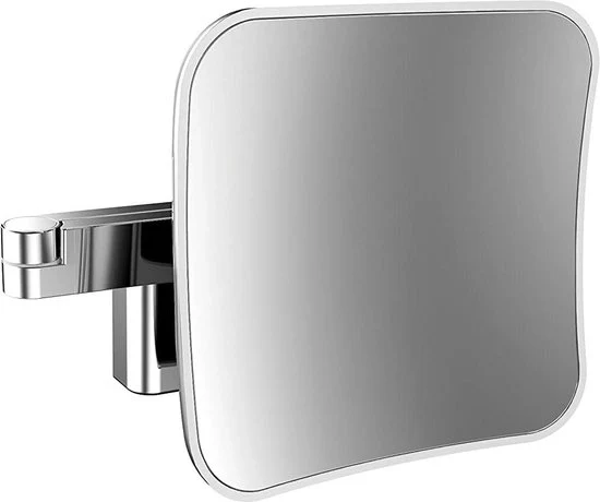 Specchio di cosmetica e rasatura a doppia braccio di cardano - specchio quadrato di trucco con illuminazione per installazione a parete - specchio ingrandente regolabile (5 volte) - prodotti da bagno specchio per parete