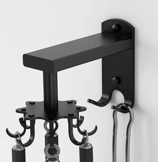Supporto autoadesivo per utensili da cucina da appendere al muro - Rullo per pentole e padelle appeso - Rullo per posizionamento spatola e cucchiaio - Con 8 ganci rimovibili & 2 ganci robusti per appendere utensili da cucina