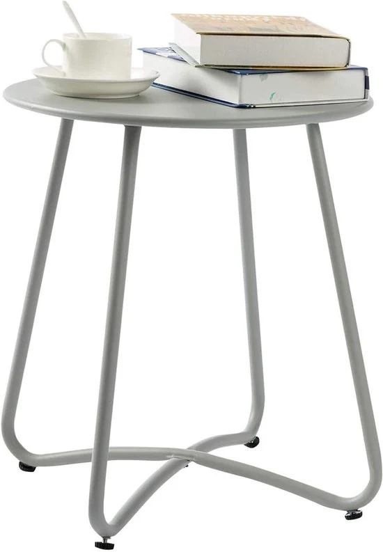 Tavolo da Giardino a Cuscino - Ideale per l'Esterno - Grigio - Metallo