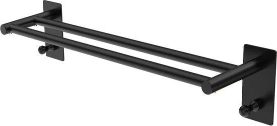 Maniglione autoadesivo per bagno e cucina - fissaggio alla parete - acciaio inox - due supporti per asciugamano - 40 cm nero Maniglione per asciugamani