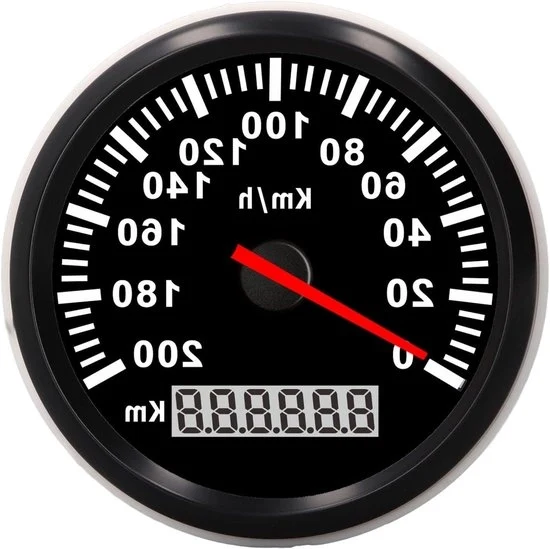 Ottico 85MM Snelheidsmeter con Contachilometri 0-200Km/h 0-999999Km IP67 Resistente all'Acqua e al Polvere con Schermo LCD Illuminazione di Fondo Rossa per Autoveicoli da Nave