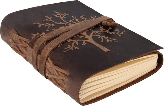 Agenda in Pelle con Albero della Vita - 400 pagine - 18 x 13 cm - Carta in Pelle