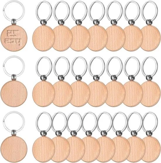 Sleutelhangers in Legno - DIY Personalizzabili - 25 Pezzi - Legno Naturale