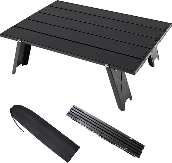 Tavolo da campeggio pieghevole - leggero, trasportabile - nero - alluminio