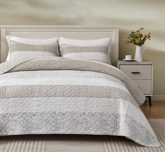 Set di coperte a patchwork stile - 3 pezzi - cotone - 108" x 96