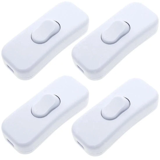 Interruttore di intercapedine, scambiatore di cavi 230 V, interruttore di cavo adatto per cavi 2 e 3-filari e piccoli apparecchi o lampade, interruttore di intercapedine a rotazione bianco - Set da 4