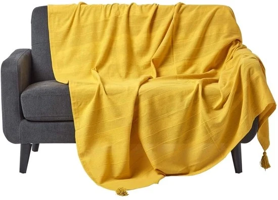 Deken a mano con effetto rib - 100% cotone - 150 x 200 cm - Arancione mandarino