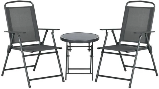 Set da Caffè in Metallo - Resistente al Tempo - Ripiegabile - Grigio Scuro - Struttura in Metallo
