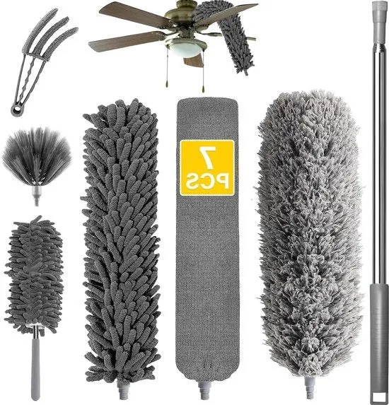 Veri microfibra intercambiabili - 37 a 232 cm - piume piatte - ventilatori - soffitti alti - persiane - grigio Plumeau