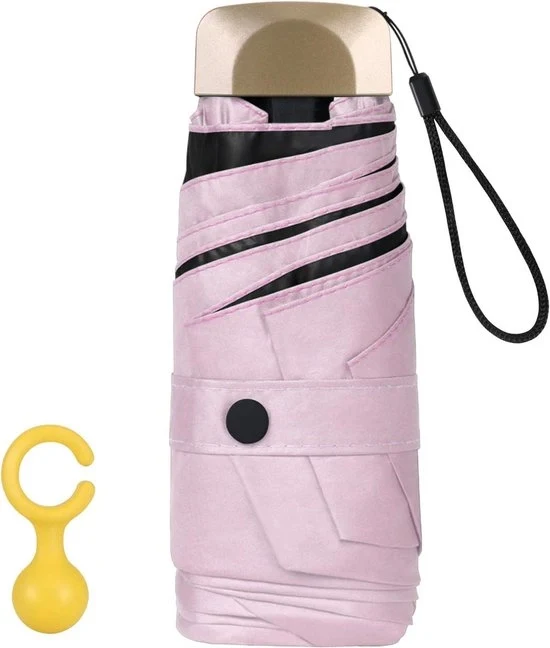 Parasole Miniplegabile - Protezione UV Leggero - Manico in Alluminio con Finitura Gialla