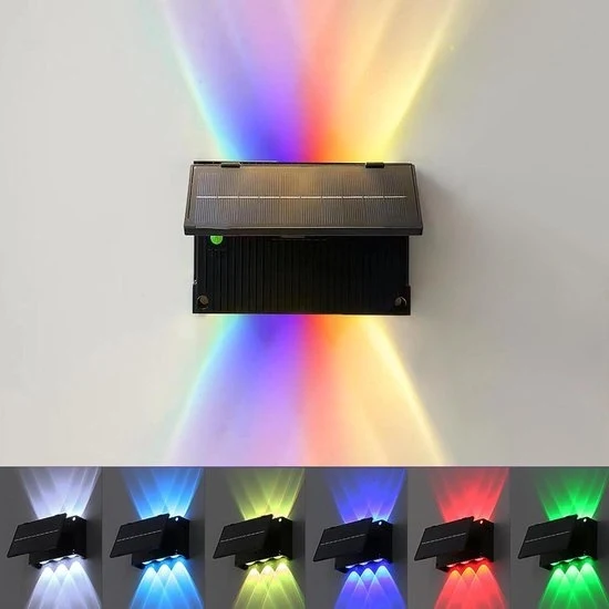 Illuminazione RGB Esterna - Lampada da Parete Esterna Acqua-Resistente - Faretto LED Lampada da Muro Solare - Illuminazione per Veranda e Patio Esterno