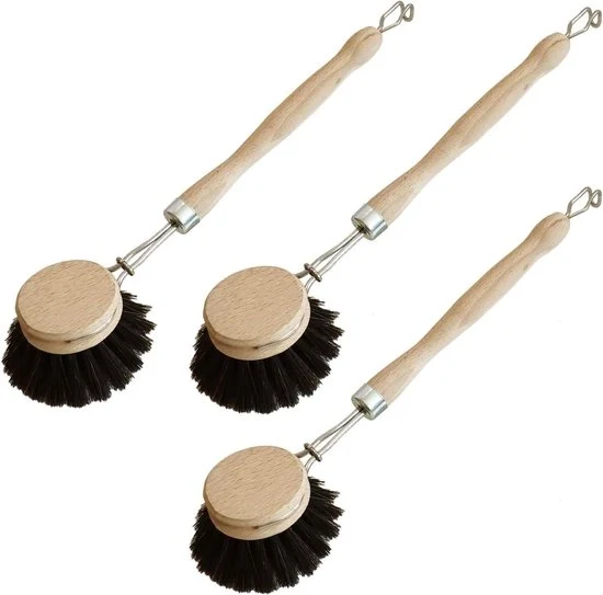 Set di 3 spazzole per la pulizia della cucina in legno con spazzola a mano - spazzola per piatti e alimenti - Made in Germany Spazzola per la pulizia della cucina
