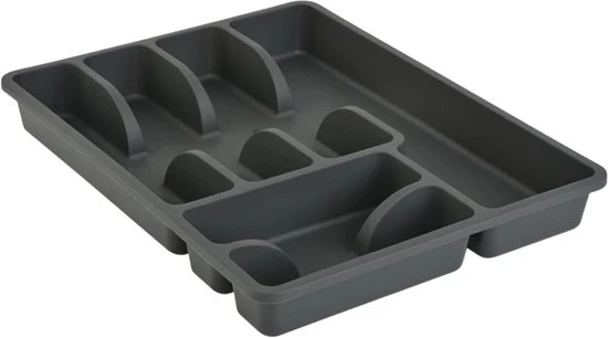 Organizzatore di accessori da cucina 6 cassettoni in plastica BPA libero 38 x 29 cm antracite