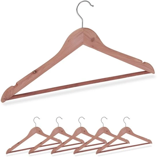 Hangers per abito in cedro - 6 pezzi - contro muffe - pantaloni - con fori - 44 cm