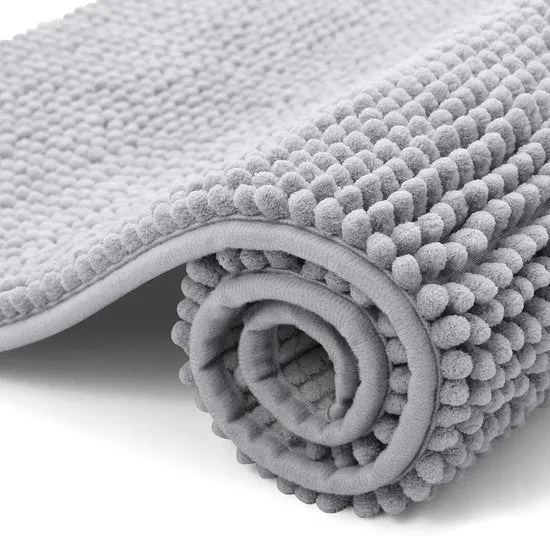 Pavimento in chenille antiscivolo, morbido e assorbente - 40 x 60 cm - Grigio chiaro