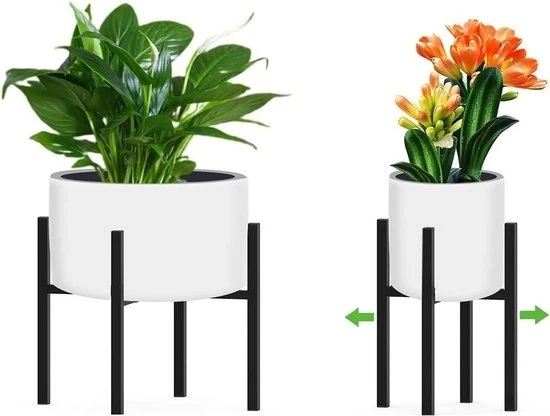 Tavolo per piante con sostegni regolabili - metallo nero - tavolo per vasi - interni - sostegno per fiori