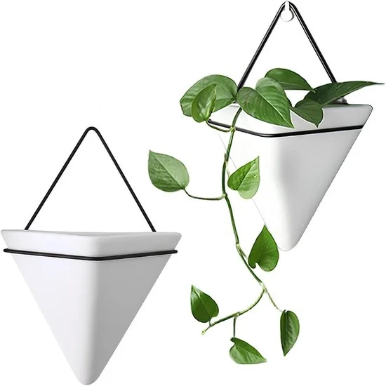 Bacini per piante appesi geometrici - Ceramici e moderni - 2 pezzi