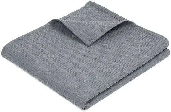 Copertina di piqué a righelli - respirante - 1 pezzo - grigio - 100% cotone - 150x200 cm
