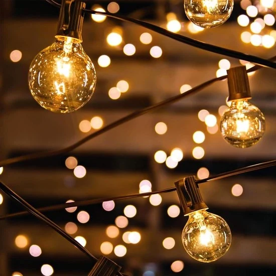 Luce per Esterni a Batteria 12m G45 - 30+3 Bocce IP65 Impermeabile - Luce Bianca a Led per Esterni - Illuminazione per Giardino Patio Matrimonio Esterni