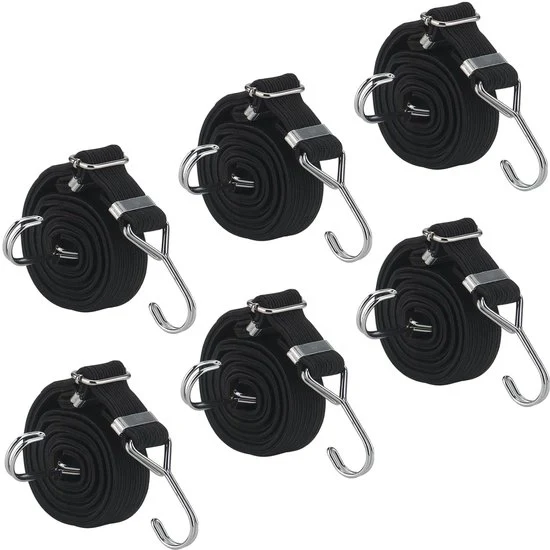 Set di 6 Spanne elastiche con ganci - 2m x 3cm
