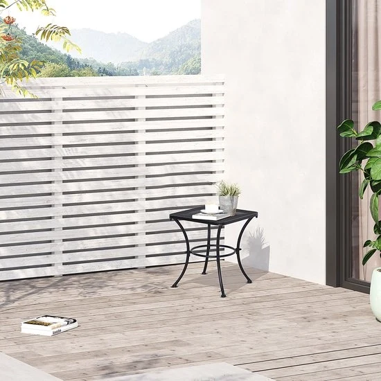 Banchetto per balcone - Nero - Metallico - 45x45x50cm - Tavolo in terracotta