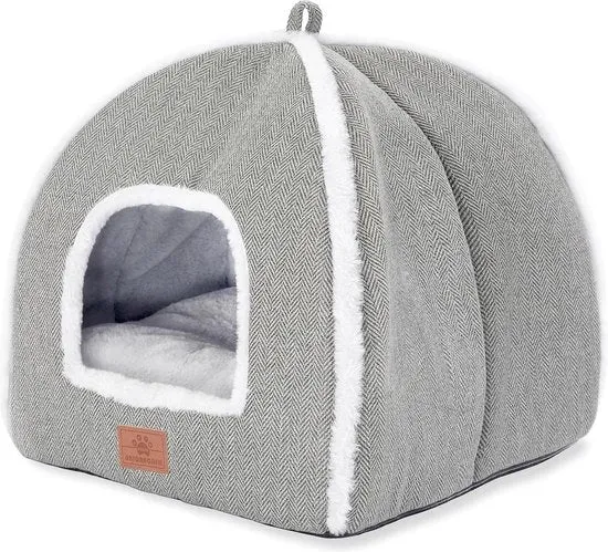 Letto per gatti per interni - tenda per gatti con cuscino rimovibile - letto morbido per gatti - grigio medio - 38 x 38 x 38 cm