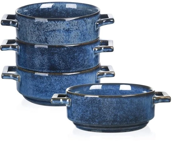 Set di ciotole per zuppa - 24 oz - adatte per zuppe dense - set da 4 - ceramica