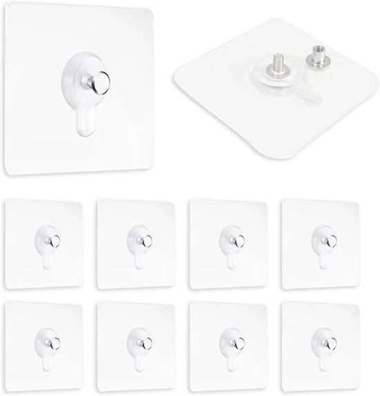 Haken Autoadesivi per Foto - Decorazione Murale - 10 Pezzi - Translucido