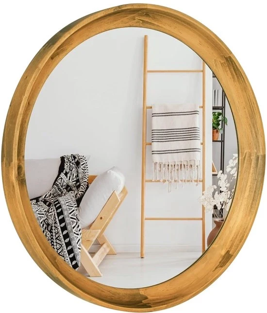 Specchio Decorativo a Muro - Tavolo in Legno Ronde - 35 cm - Cuoio