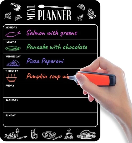 Weekplanner Magnetico - Organizza la Tua Settimana - Nero - A4