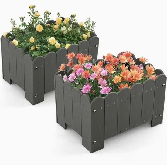 Set di 2 Pannelli di Coltivazione Elevati a Forma Rettangolare per Interni ed Esterni – Sostenibile HDPE con Sistema di Drenaggio Premium