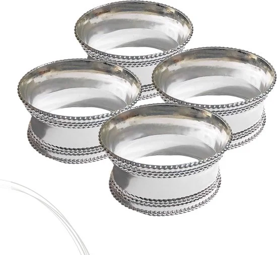 Servizi in argento vermeil - Manufatti a mano - Set da 4 - Circolari - Ø 5 cm