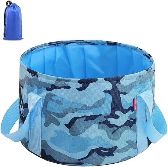 Bagno portatile da 15 litri in tessuto Oxford - Pieghevole - Spazia risparmiando - Leggero - Camouflage Blu Bagno portatile