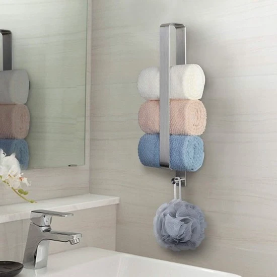 - Zilver Handdoekhouder Zonder Boren, Gastendoekhouder Handdoekrails SUS304 Roestvrijstalen Handdoekstang Zelfklevend Wandmontage 42 cm voor Keuken, Toilet, Garderobes en Badkamers
