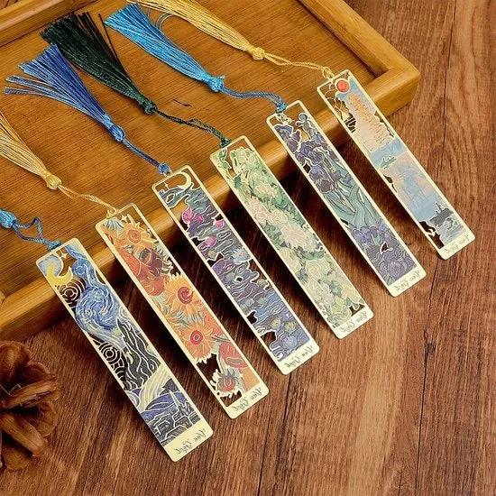 Set di supporti per libri in metallo - Stile vintage - 6 pezzi - Disegno fiorale - Regalo per gli amanti dei libri