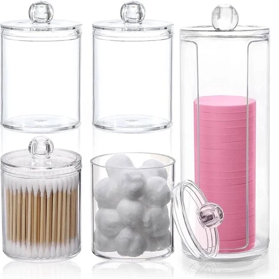 Dispensatore di bastoncini di spugna acrilica - 5 pezzi - vetrino farmaceutico - organizzatore della camera da bagno - contenitore per spugne per il trucco