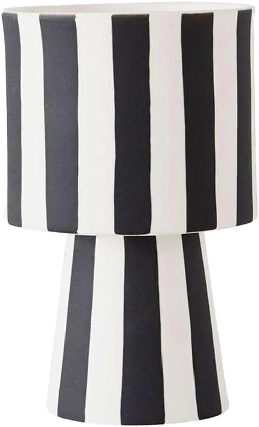 Vaso da Fiori - Vaso Ceramico Decorativo - 1 pezzo - Nero/Bianco - 15 cm