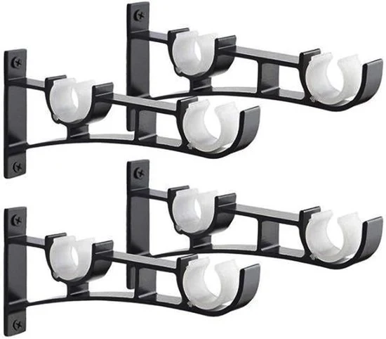 Supporti per tende - Accessori per tende - 4 pezzi - Nero