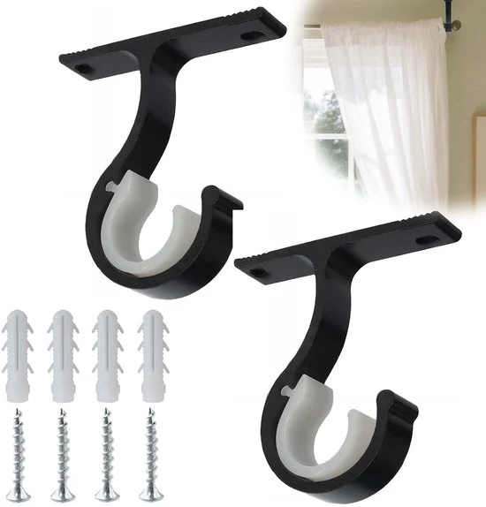 Set di sostegni per tende in alluminio - elegante e sostenibile - con 2 pezzi